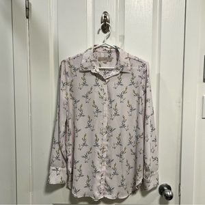 Ann Taylor LOFT Light Pink Floral Blouse Size S